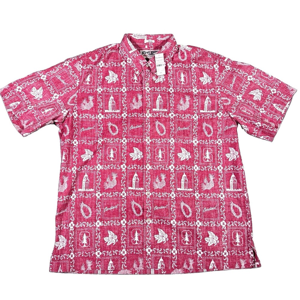 NWT Reyn Spooner Stanford University Cardinal Aloha Hawaiian Shirt Mens 2XL Red